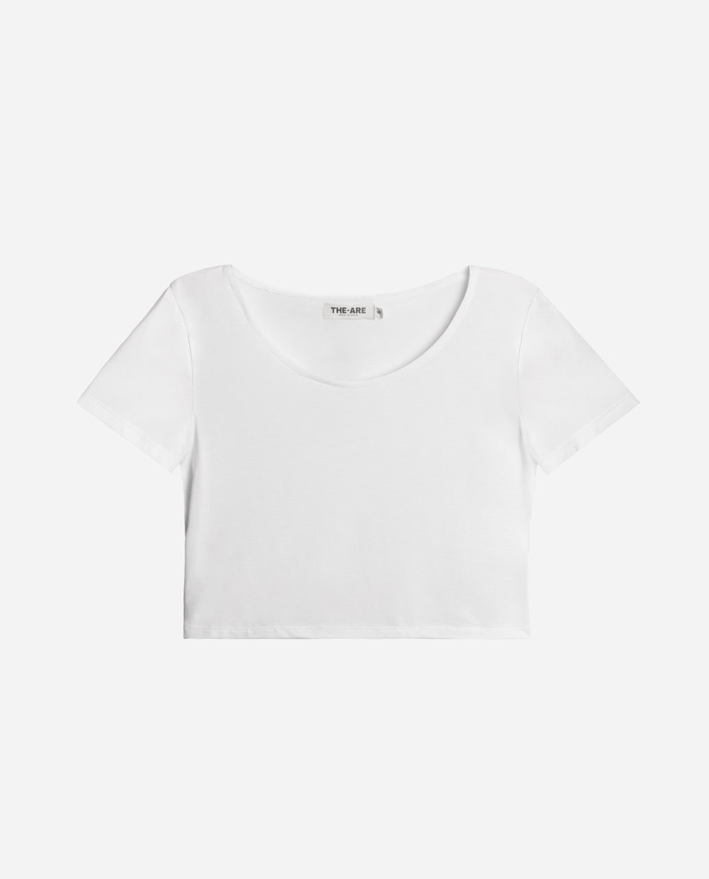 CAMISETA READY TO LIVE | Camiseta Crop Top Blanco de Mujer con Manga Corta | THE-ARE