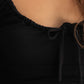 CAMISETA THAT SOMEONE | Camiseta Negra Manga Larga Escote Frunces Mujer | THE-ARE