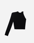 TOP LIVE FOR TODAY | Top asimmetrico nero con maniche lunghe e collo alto | THE-ARE