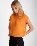 CHALECO HERE OR THERE | Chaleco Punto Mujer Naranja con Cuello Alto | THE-ARE
