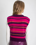 CHALECO COOL WINTER | Chaleco Punto Rayas Morado de Mujer con Cuello Redondo | THE-ARE