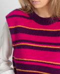 CHALECO COOL WINTER | Chaleco Punto Rayas Morado de Mujer con Cuello Redondo | THE-ARE