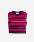 CHALECO COOL WINTER | Chaleco Punto Rayas Morado de Mujer con Cuello Redondo | THE-ARE