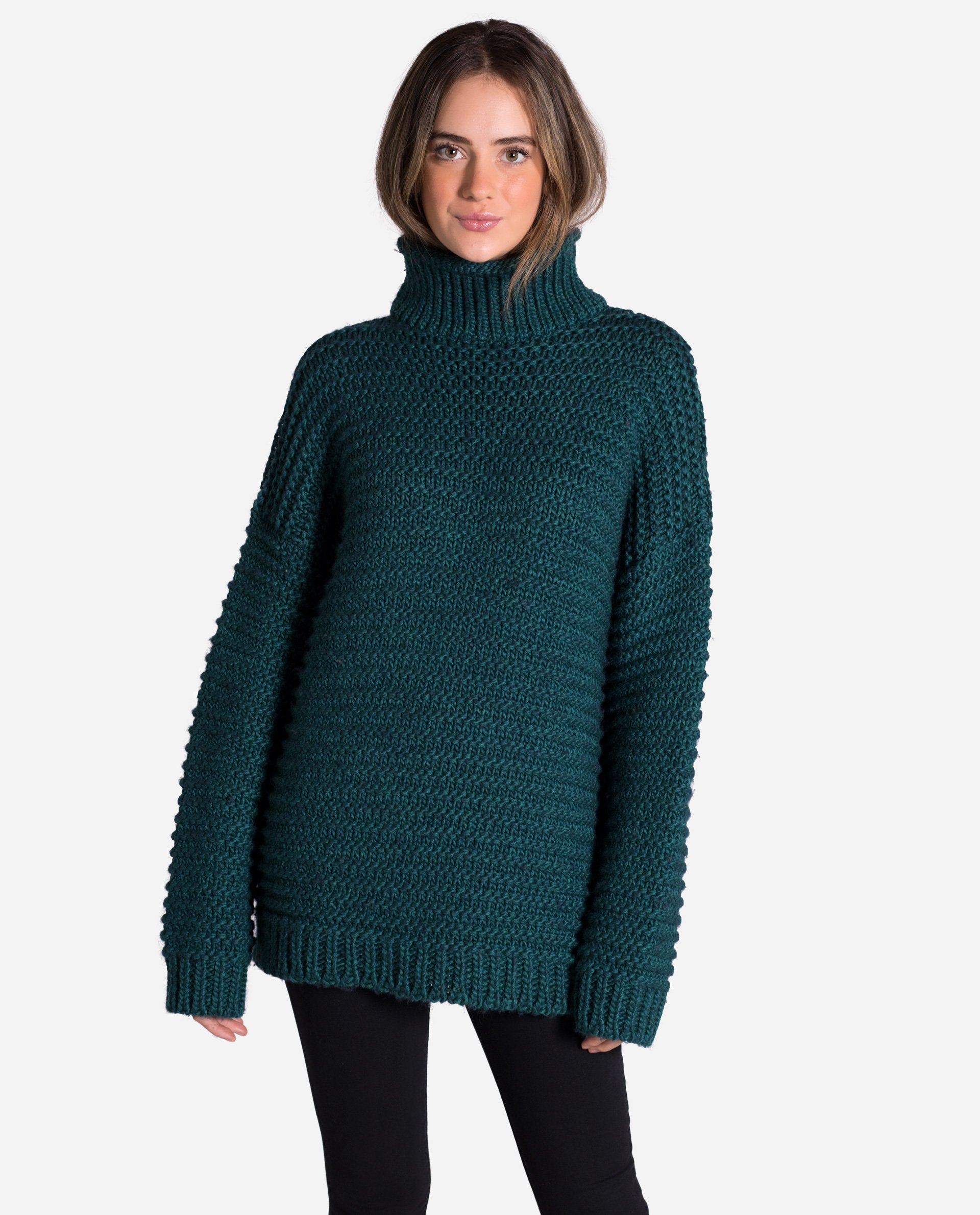 JERSEY CITY | Jersey verde cuello alto oversize mujer | Jerseys anchos chicas | THE-ARE