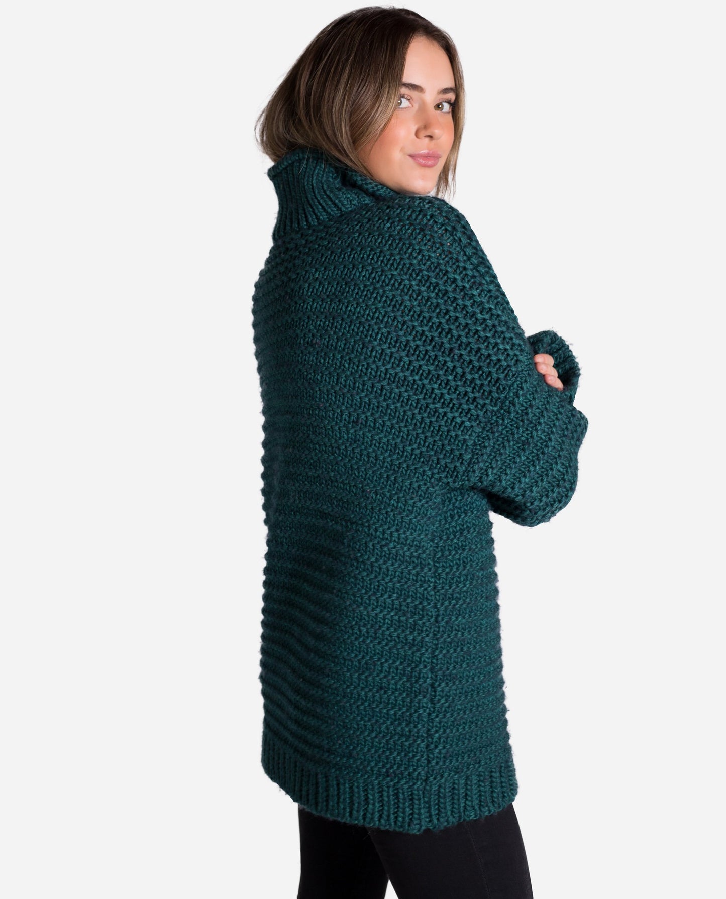 JERSEY CITY | Jersey verde cuello alto oversize mujer | Jerseys anchos chicas | THE-ARE