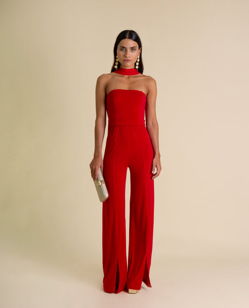 mono rojo monos de vestir de fiesta para boda