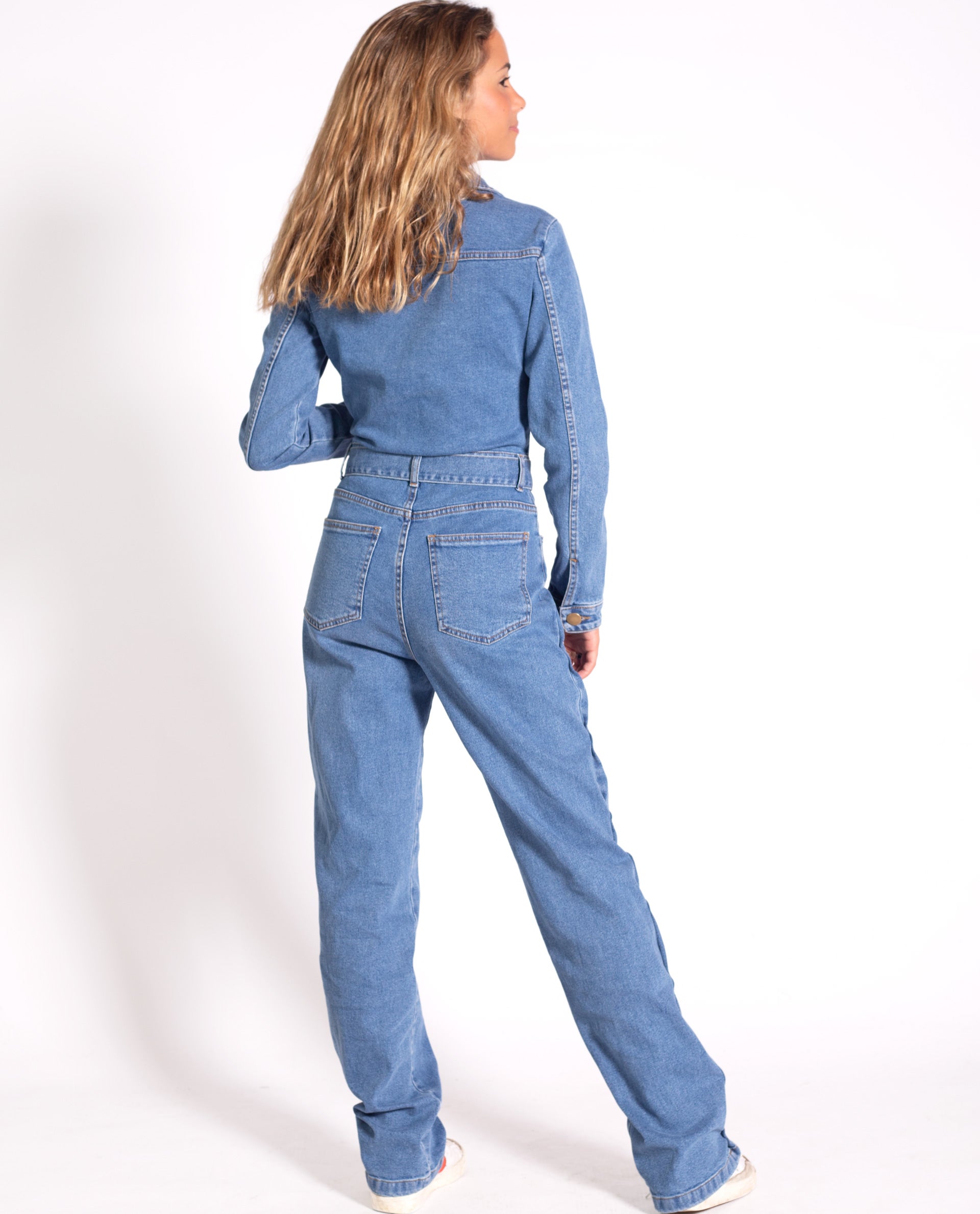 Denim Jumpsuit with Belt Women's - THE-ARE