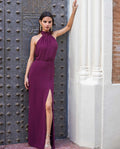 VESTIDO MRS. ALCARAZ | Vestido Largo Elegante Halter con Abertura | Invitadas THE-ARE