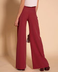 PANTALÓN PALAZZO ALTO | Pantalón Palazzo Burdeos Elegante Eventos | THE-ARE