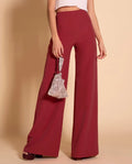 PANTALÓN PALAZZO ALTO | Pantalón Palazzo Burdeos Elegante Eventos | THE-ARE