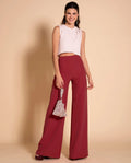 PANTALÓN PALAZZO ALTO | Pantalón Palazzo Burdeos Elegante Eventos | THE-ARE