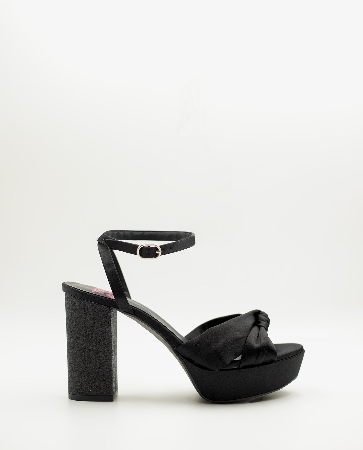 SANDALIA #6 | Sandalia de Tacón Negro con Brillo y Plataforma | Zapatos THE-ARE