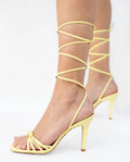 SANDALIA #2 | Sandalia de Tacón Amarillo con Tiras | Zapatos THE-ARE
