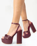 SANDALIA #1 | Sandalia de Tacón Burdeos con Plataforma | Zapatos THE-ARE