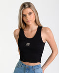 TANK TOP CLASSIC | Tank Top Negro de Mujer con Logo Metalizado | THE-ARE