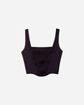 TOP THANK YOU, NEXT | Top Corsé Negro Satinado con Espalda Entrelazada | THE-ARE