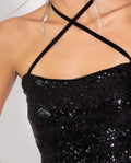 TOP AFTER MIDNIGHT | Top Negro de Lentejuelas sin Mangas | Colección Navidad THE-ARE