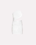 VESTIDO FEEL ALIVE | Vestido curto drapeado com recorte branco | THE-ARE
