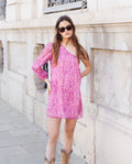 BE TRUE DRESS | Vestido assimétrico estampado Boho curto com mangas compridas | THE-ARE