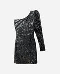 VESTIDO SO BRIGHTLY BABY | Vestido Corto Negro de Lentejuelas Asimétrico | Fiesta THE-ARE