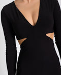 VESTIDO INSPIRE OTHERS | Vestido Negro Cut Out Midi con Manga Larga | THE-ARE