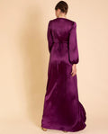 VESTIDO MRS. HERCE | Vestido Largo Elegante Cruzado Satinado Ciruela | Eventos THE-ARE