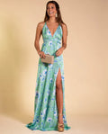 VESTIDO CARPE DIEM | Vestido Largo Tirantes Verde con Flores | Colección Eventos THE-ARE