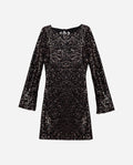 WE BOTH KNOW DRESS | Vestido de lantejoulas preto e dourado com mangas compridas | THE-ARE