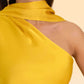 VESTIDO MRS. ABRIL | Vestido Midi Amarillo Asimétrico con Lazada al Cuello | Invitadas THE-ARE