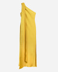 VESTIDO MRS. ABRIL | Vestido Midi Amarillo Asimétrico con Lazada al Cuello | Invitadas THE-ARE