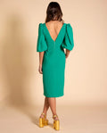 VESTIDO MRS. RHODES | Vestido Midi Verde Escote en Pico | Colección Invitadas THE-ARE