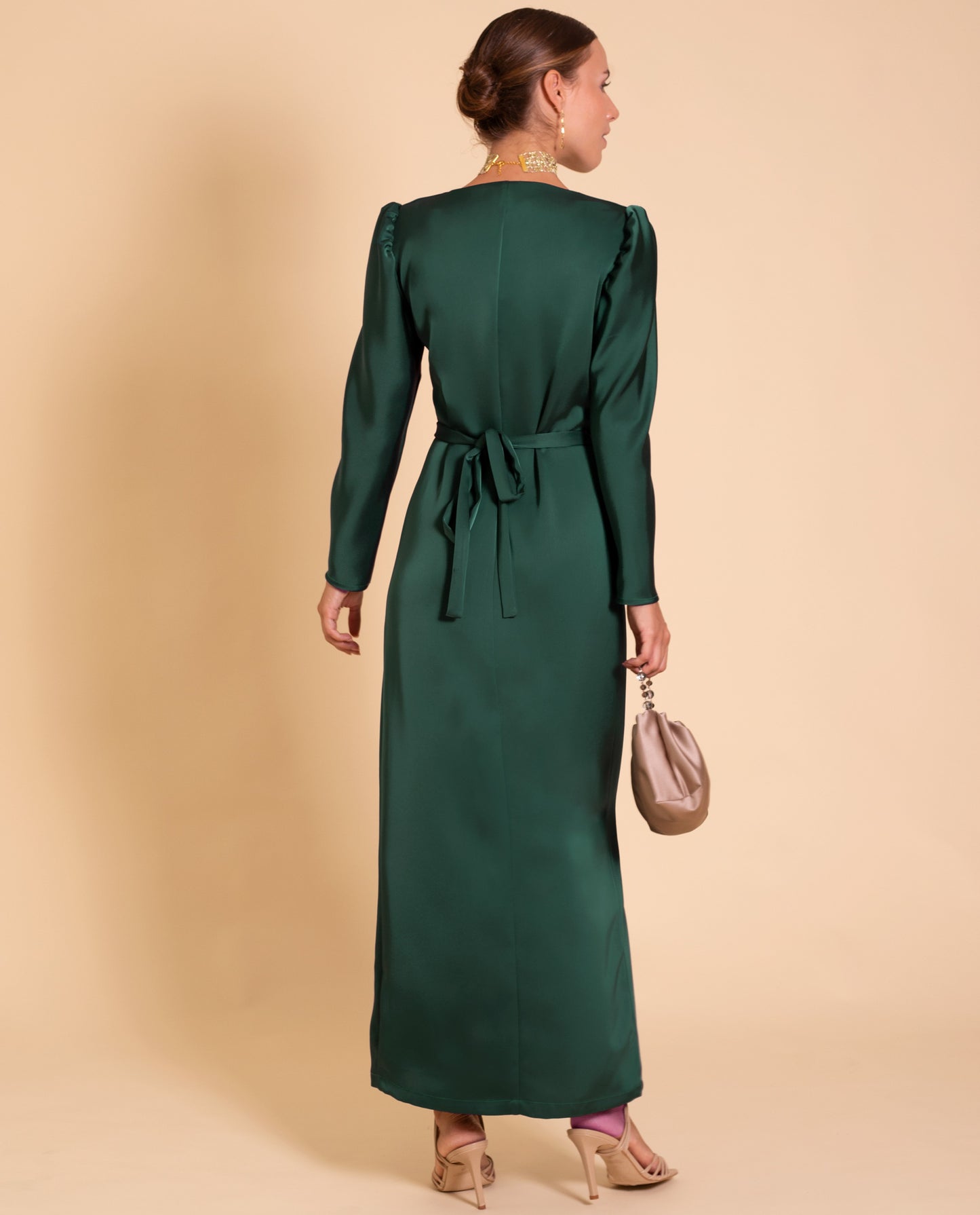 VESTIDO MRS. MONTOYA | Vestido Largo Verde Cruzado Elegante | Colección Eventos THE-ARE