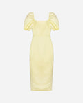 VESTIDO MRS. WALDORF | Vestido Midi Amarillo Espalda Descubierta | Colección Eventos THE-ARE