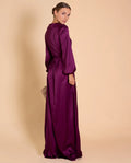 VESTIDO MRS. HERCE | Vestido Largo Elegante Cruzado Satinado Ciruela | Eventos THE-ARE