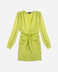 VESTIDO GO ON | Vestido Corto Manga Larga Verde Satinado | THE-ARE